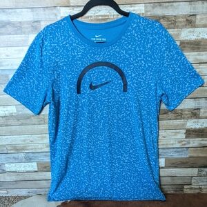 2/$10 Nike Blue Swish Logo Athletic Cut Dri Fit Tee